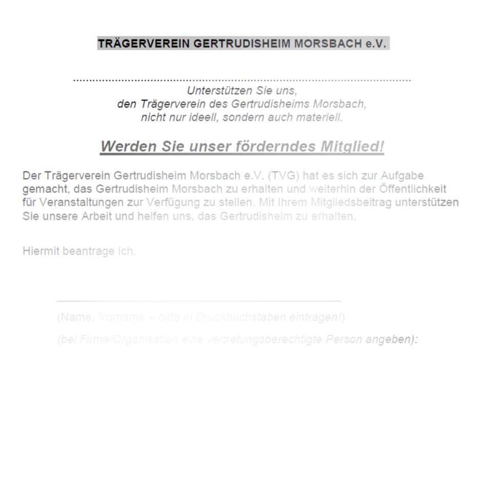 Vorschau des Mitgliedsantrag